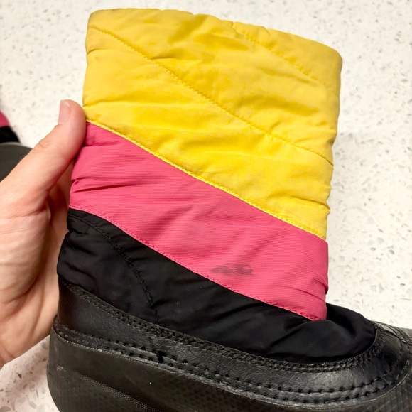 Columbia girls snow boots - size 3 - pink, yellow, black - used good condition - Picture 9 of 13